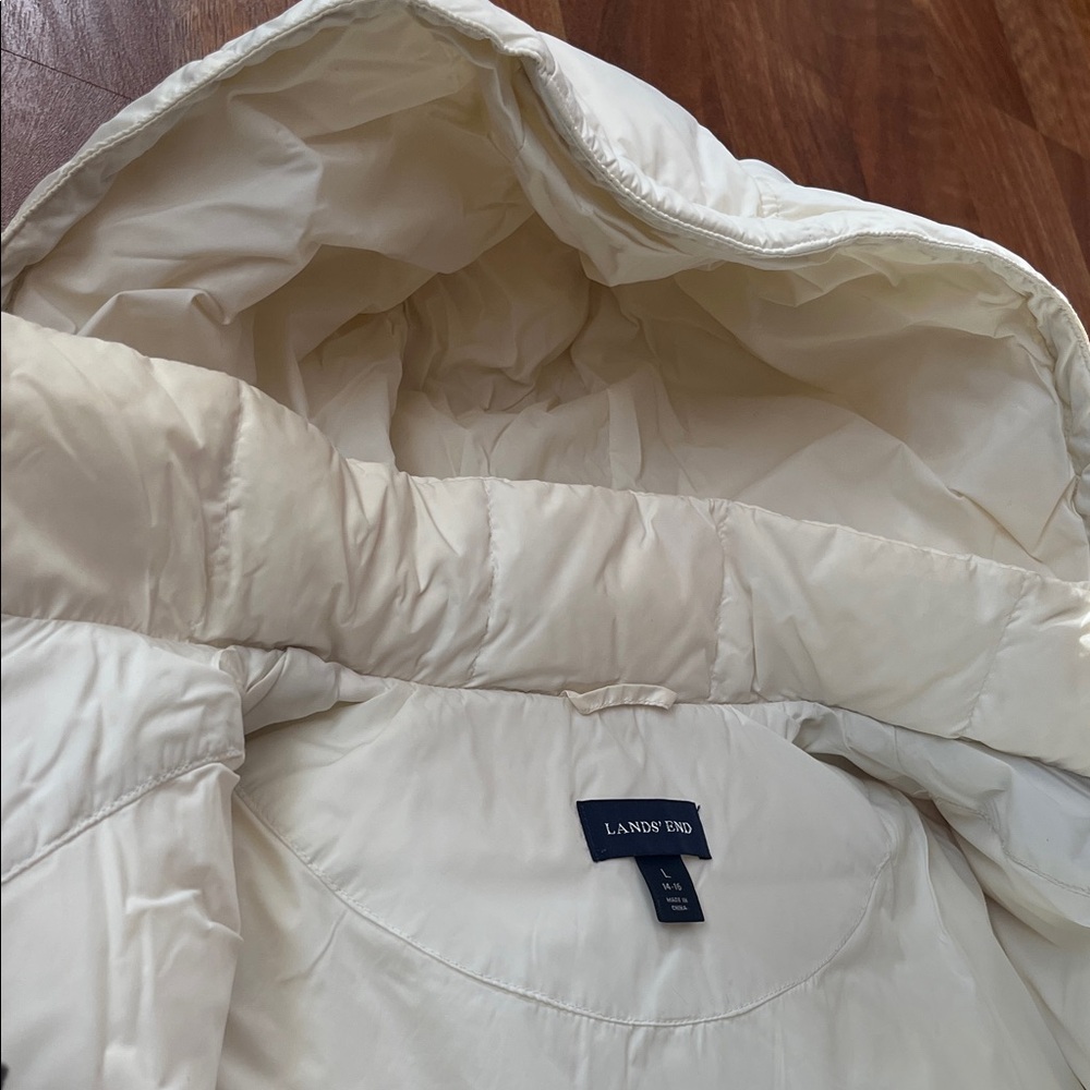 EUC Lands' End cream Goosedown winter Jacket - Picture 15 of 16